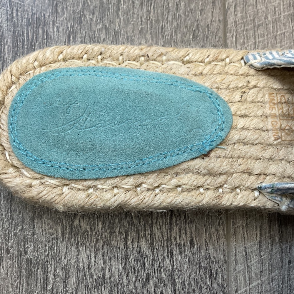 Vintage Havana Lilly Blue Floral Striped Bow Espadrille Slide Sandals Woman's 10 - Picture 9 of 10